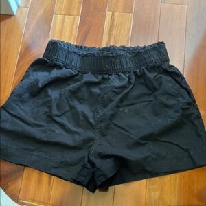 H&M Elastic Waist Black linen-blend Women's Shorts